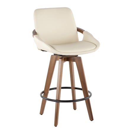Lumisource Cosmo Counter Stool in Walnut and Cream Faux Leather B26-COSMO WL+CR